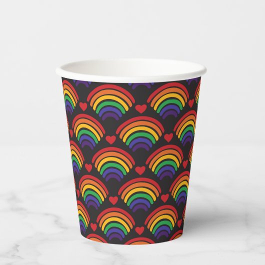 Gobelets En Papier Motif Heart & Rainbows (Recto)