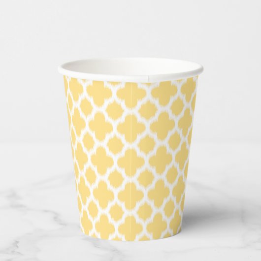 Gobelets En Papier Motif Ikat Quatrefoil jaune doré (Droite)