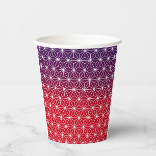 Gobelets En Papier Motif japonais étoile traditionnel rouge & violet 