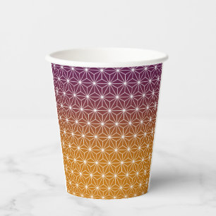 Gobelets En Papier Motif japonais étoile traditionnel rouge & violet