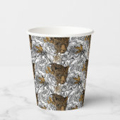 Gobelets En Papier Motif Leopard & Peonies (Verso)