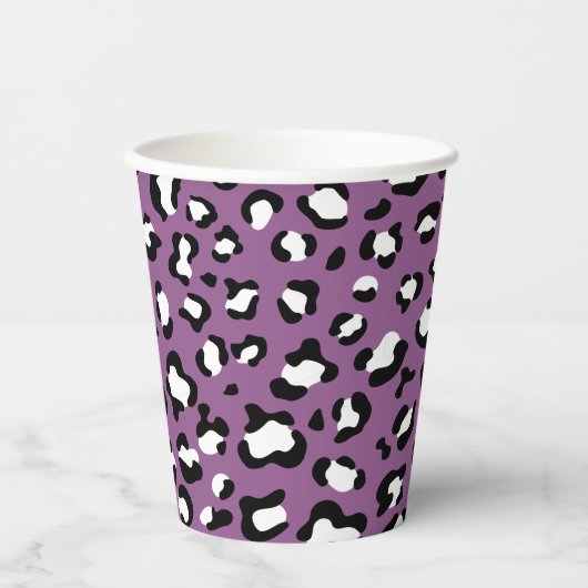 Gobelets En Papier Motif léopard, Spots léopards, Leopard pourpre (Recto)