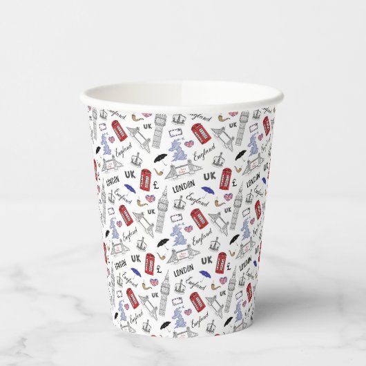 Gobelets En Papier Motif London City Doodles (Gauche)