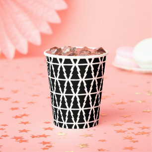 Gobelets En Papier Motif minimaliste d'arbre de Noël noir et blanc