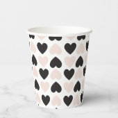 Gobelets En Papier Motif moderne Blush Rose Black Love Hearts (Verso)