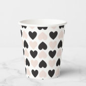 Gobelets En Papier Motif moderne Blush Rose Black Love Hearts (Recto)