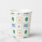 Gobelets En Papier Motif moderne Boho Coastal Pastel Seashell (Gauche)