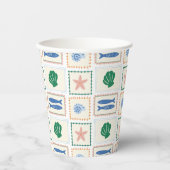 Gobelets En Papier Motif moderne Boho Coastal Pastel Seashell (Recto)