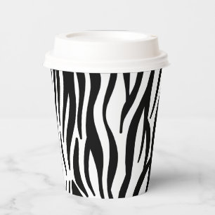 Gobelets En Papier Motif moderne de rayures de zèbre noir et blanc