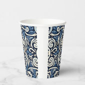 Gobelets En Papier Motif moderne grec bleu et blanc (Droite)