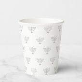 Gobelets En Papier Motif moderne juif menorah gris blanc (Verso)
