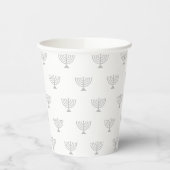 Gobelets En Papier Motif moderne juif menorah gris blanc (Gauche)
