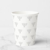 Gobelets En Papier Motif moderne juif menorah gris blanc (Droite)