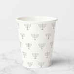 Gobelets En Papier Motif moderne juif menorah gris blanc<br><div class="desc">Motif moderne Hanoukka,  bar mitzvah,  bat mitzvah,  Shabat,  Fêtes juives,  élégantes tasses en papier</div>