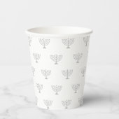 Gobelets En Papier Motif moderne juif menorah gris blanc (Recto)