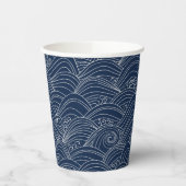 Gobelets En Papier Motif motif à vague japonais bleu foncé (Gauche)