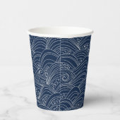 Gobelets En Papier Motif motif à vague japonais bleu foncé (Droite)
