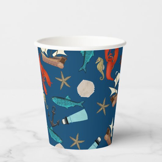 Gobelets En Papier Motif nautique (Recto)