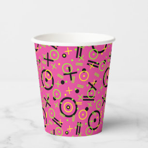 Gobelets En Papier motif Neon Pink et Blue Doodle des années 80/90