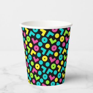 Gobelets En Papier motif noir et néon des années 80/90