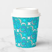 Gobelets En Papier Motif Nuages Lune Bleue (Recto)