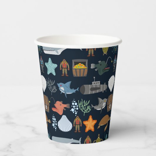 Gobelets En Papier Motif Océan Habitants (Verso)