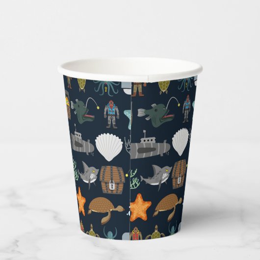 Gobelets En Papier Motif Océan Habitants (Droite)