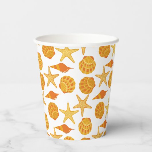 Gobelets En Papier Motif Orange Beach Shell (Verso)
