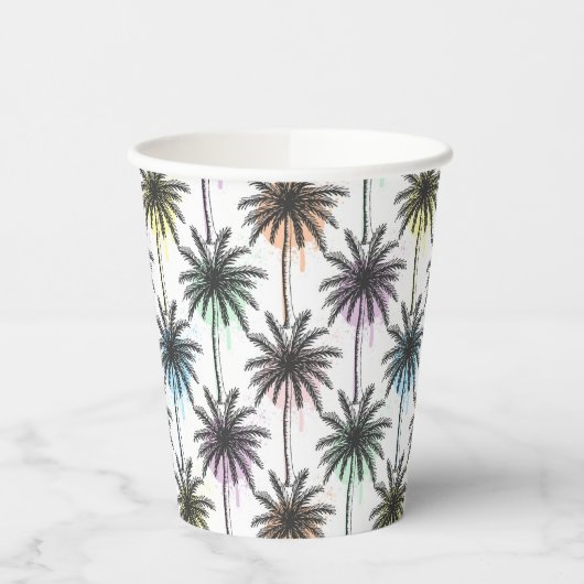 Gobelets En Papier Motif Paint Drop Palm Tree (Gauche)