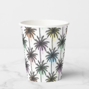 Gobelets En Papier Motif Paint Drop Palm Tree