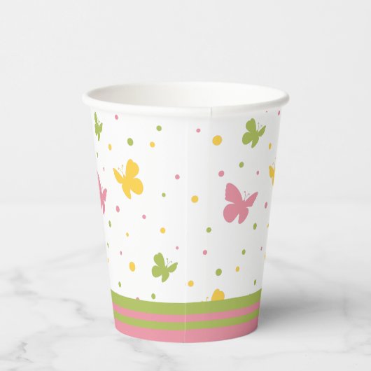 Gobelets En Papier Motif Pastel Butterfly avec Fleurs et Nom (Droite)