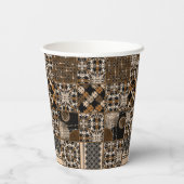 Gobelets En Papier Motif patchwork rustique (Verso)