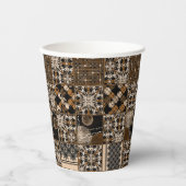 Gobelets En Papier Motif patchwork rustique (Recto)