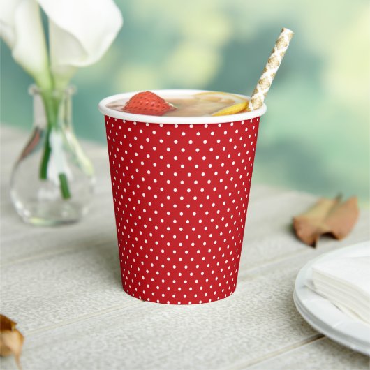 Gobelets En Papier Motif Pois Classique Blanc Sur Rouge Festif (Insitu)