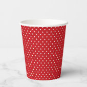 Gobelets En Papier Motif Pois Classique Blanc Sur Rouge Festif (Verso)