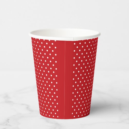 Gobelets En Papier Motif Pois Classique Blanc Sur Rouge Festif (Droite)