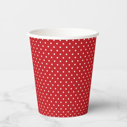 Gobelets En Papier Motif Pois Classique Blanc Sur Rouge Festif (Recto)