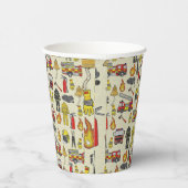 Gobelets En Papier Motif pompier, Camion-feu, Secourt, Flam (Droite)