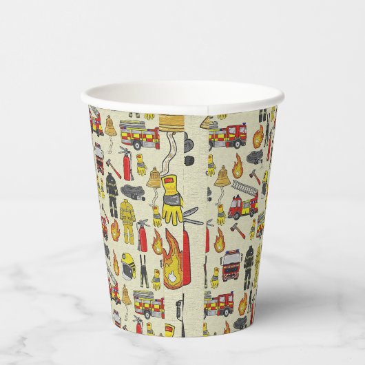 Gobelets En Papier Motif pompier, Camion-feu, Secourt, Flam (Droite)