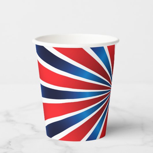 Gobelets En Papier Motif radial bleu rouge (Recto)
