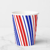 Gobelets En Papier Motif rayures blanches rouges bleues (Verso)