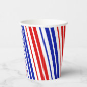 Gobelets En Papier Motif rayures blanches rouges bleues (Droite)