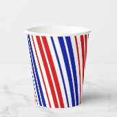 Gobelets En Papier Motif rayures blanches rouges bleues (Recto)