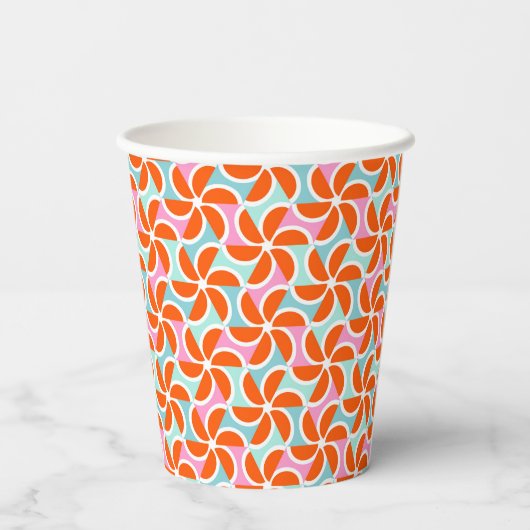 Gobelets En Papier Motif Retro Orange Wedge (Verso)
