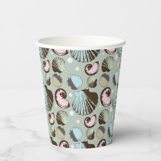 Gobelets En Papier Motif Retro Seashell (Verso)