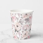 Gobelets En Papier Motif rose et gris classique (Verso)