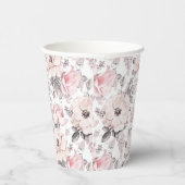 Gobelets En Papier Motif rose et gris classique (Droite)
