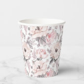 Gobelets En Papier Motif rose et gris classique (Recto)