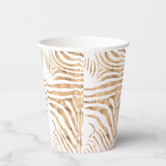 Gobelets En Papier motif rose or zèbre peau (Droite)