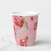 Gobelets En Papier Motif rose rouge cerise (Recto)